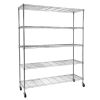 5-Tier NSF-Certified Steel Wire Shelving with Wheels
