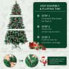 7.5ft Pre-Lit Artificial Flocked Christmas Tree with 450 LED Lights&1500 Branch Tips,Pine Cones& Berries