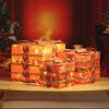 3pcs 60 Lights, Linen And Linen Bows, Us Standard Plugs, Garden Gift Box Decoration