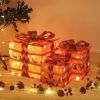 3pcs 60 Lights, Linen And Linen Bows, Us Standard Plugs, Garden Gift Box Decoration