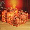 3pcs 60 Lights, Linen And Linen Bows, Us Standard Plugs, Garden Gift Box Decoration