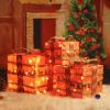 3pcs 60 Lights, Linen And Linen Bows, Us Standard Plugs, Garden Gift Box Decoration
