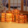 3pcs 60 Lights, Linen And Linen Bows, Us Standard Plugs, Garden Gift Box Decoration
