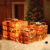 3pcs 60 Lights, Linen And Linen Bows, Us Standard Plugs, Garden Gift Box Decoration