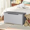 Kids Wooden Toy Box Storage with Safety Hinged Lid for Ages 3+ (Gray)