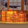 3pcs 60 Lights, Linen And Linen Bows, Us Standard Plugs, Garden Gift Box Decoration