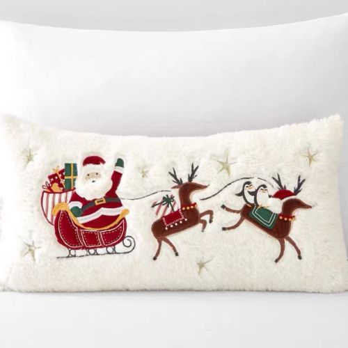 Christmas Gift Style Pillow Embroidered Affixed Cloth Embroidered Cushion
