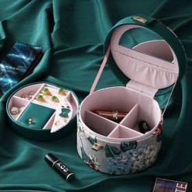 Large Capacity Multi-layer Retro Round Jewelry Box (Color: green)