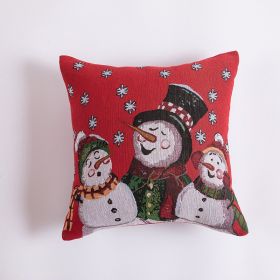 Pillow Cover Christmas Tree Snowflake David's Deer Snowman (Option: Snowman-45x45CM Pillowcase)