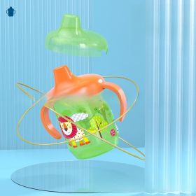 Cartoon Animal Integrated Handle Infant Learning Drink Cup (Color: green)