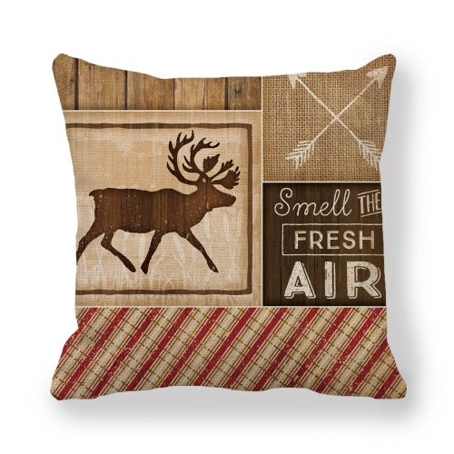Deer Bear Wild Animal Retro Simple Style Linen Encryption Fine Linen Pillow Cover