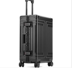 Aluminum Magnesium Alloy Trolley Case (Option: Black-20 Inch)