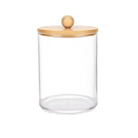 Cotton Swab Storage Box Acrylic Portable Round Container (Option: Round Ball Cover)