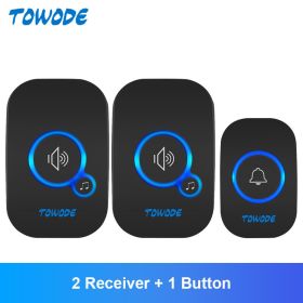 Home Wireless Doorbell 433Mhz Welcome Friend Smart Doorbell 150Meters Long Distance 32 Songs 4 Level Volumes Door Chimes (Color: Black Color Kit 3)