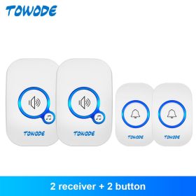Home Wireless Doorbell 433Mhz Welcome Friend Smart Doorbell 150Meters Long Distance 32 Songs 4 Level Volumes Door Chimes (Color: White Color Kit 4)