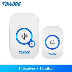 Home Wireless Doorbell 433Mhz Welcome Friend Smart Doorbell 150Meters Long Distance 32 Songs 4 Level Volumes Door Chimes (Color: White Color Kit 1)