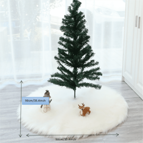 1pc Snow White Faux Fur Christmas Tree Skirt - Festive Holiday Decorations for Home and Party (Color: White)