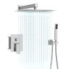 12 Inches Rain Mixer Shower Combo Set Rainfall Wall Mounted Dual Shower Head System