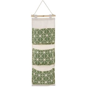 Wall Mounted Storage Bag Door Closet Hanging Storage Bag Organizer Waterproof 3 Pockets Pouch (Color: green)