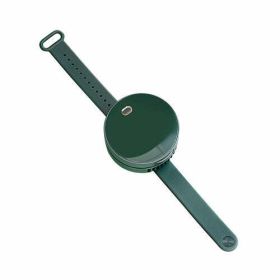 Portable Wrist Fan Mirror Leafless USB Rechargeable 3 Speed (Color: green)