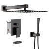 12-Inch 3-Spray Shower System With Square Wall Mounted Adjustable Shower Head And Handheld Shower With Hose