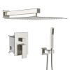 12 Inches Rain Mixer Shower Combo Set Rainfall Wall Mounted Dual Shower Head System