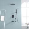 12-Inch 3-Spray Shower System With Square Wall Mounted Adjustable Shower Head And Handheld Shower With Hose