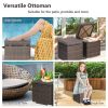 Removable Cushions Footstool Backyard Garden Patio Rattan Wicker Ottomans Seat