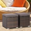 Removable Cushions Footstool Backyard Garden Patio Rattan Wicker Ottomans Seat