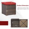 Removable Cushions Footstool Backyard Garden Patio Rattan Wicker Ottomans Seat