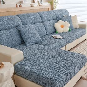 All-inclusive Seersucker Stretch Sofa Cover (Option: Blue-45x45cm Pillowcase)