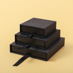 Anti-oxidation PE Film Jewelry Storage Box Color Film Suspension Box (Option: Black Touch Paper-9 × 9 × 2cm)