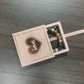 Anti-oxidation PE Film Jewelry Storage Box Color Film Suspension Box (Option: LOVE LOVE Pink-11 × 11 × 2cm)